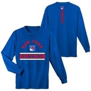 NHL Team New York Rangers Long Sleeve T-Shirt Boy's XL (16/18) Blue Logo